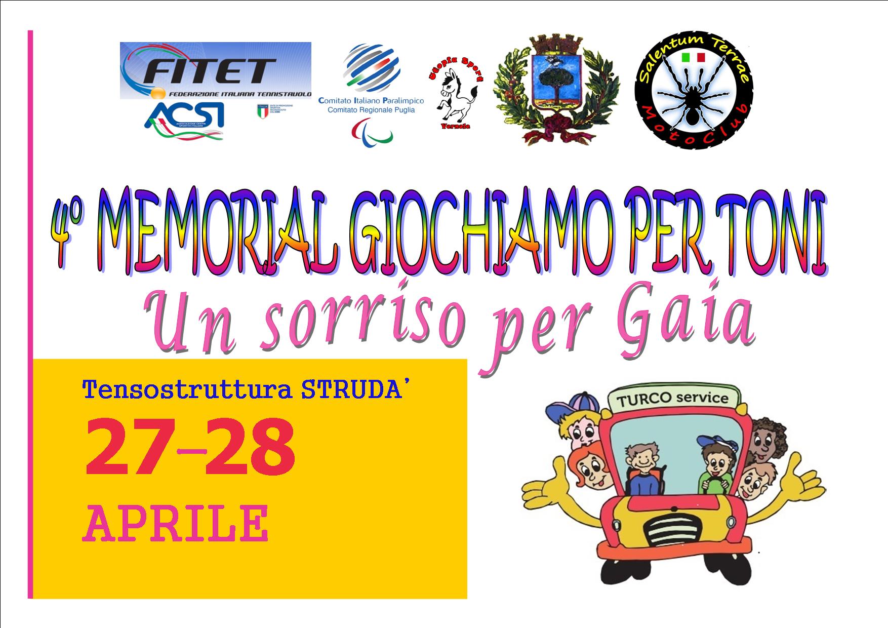 LECCE, 4° MEMORIAL GIOCHIAMO PER TONI "UN SORRISO PER GAIA"