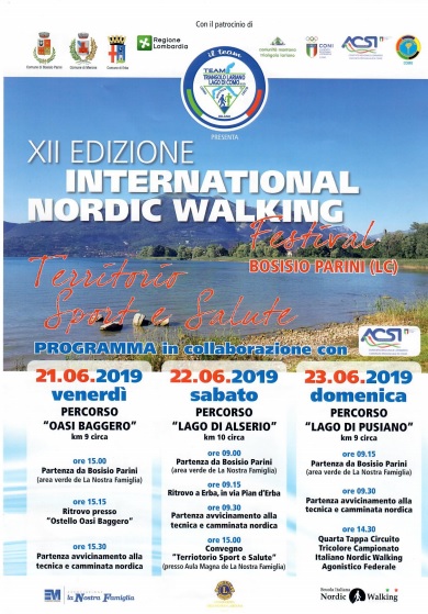 ACSI COMO, AL VIA LA XII ^EDIZIONE INTERNATIONAL NORDIC WALKING