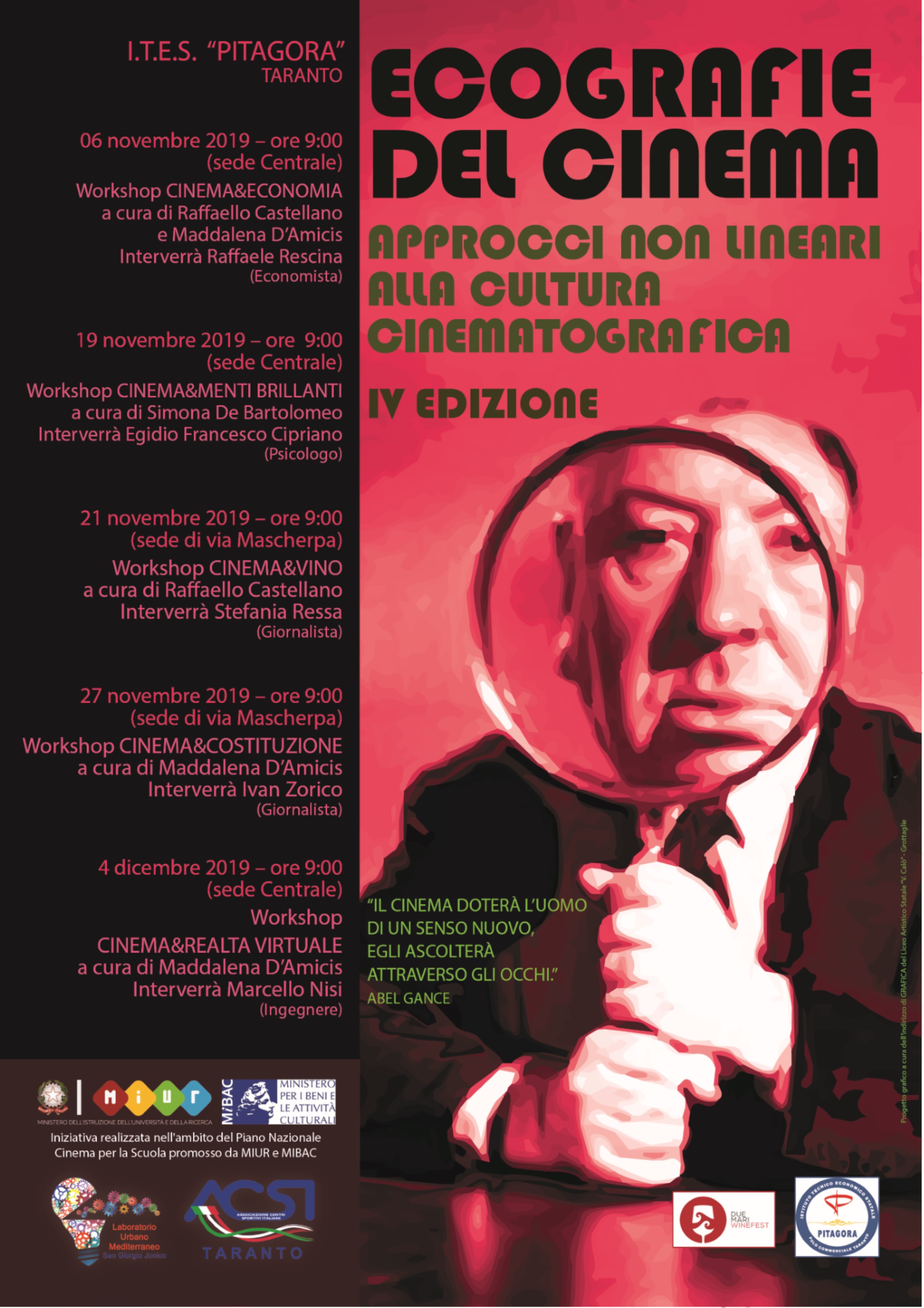 TARANTO, "ECOGRAFIE DEL CINEMA - APPROCCI NON LINEARI ALLA CULTURA CINEMATOGRAFICA"