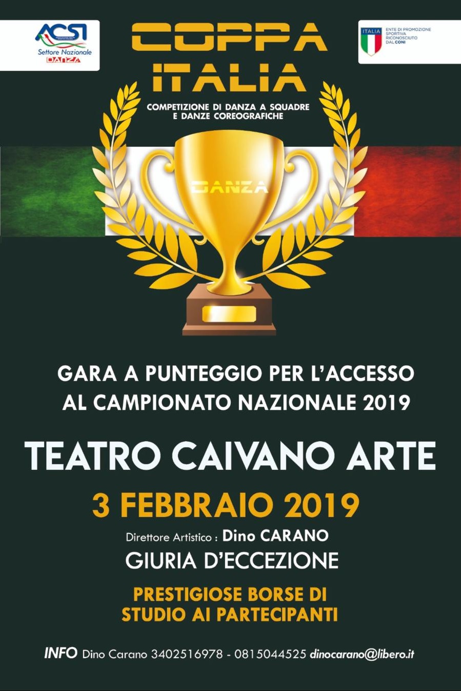 DANZA, CAIVANO (NA): GARA A PUNTEGGIO PER L'ACCESSO AL CAMPIONATO NAZIONALE 2019