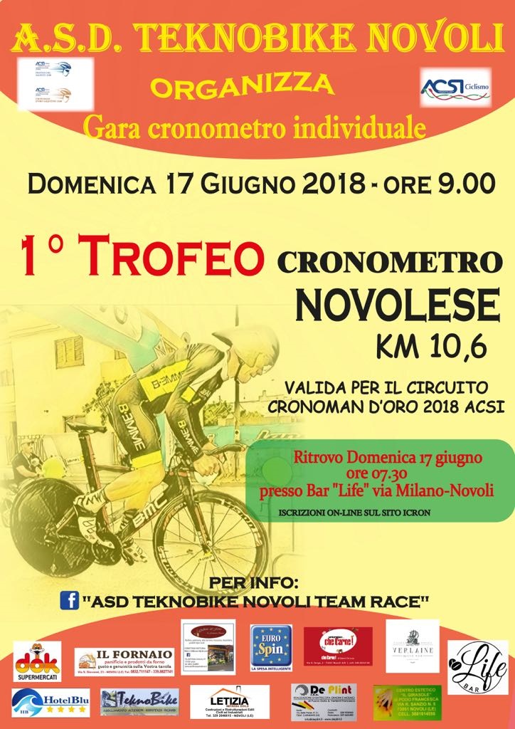CICLISMO, AL VIA IL 1° TROFEO CRONOMETRO NOVOLESE