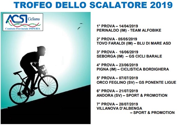 CICLISMO, ACSI IMPERIA PRESENTA IL "TROFEO DELLO SCALATORE 2019"